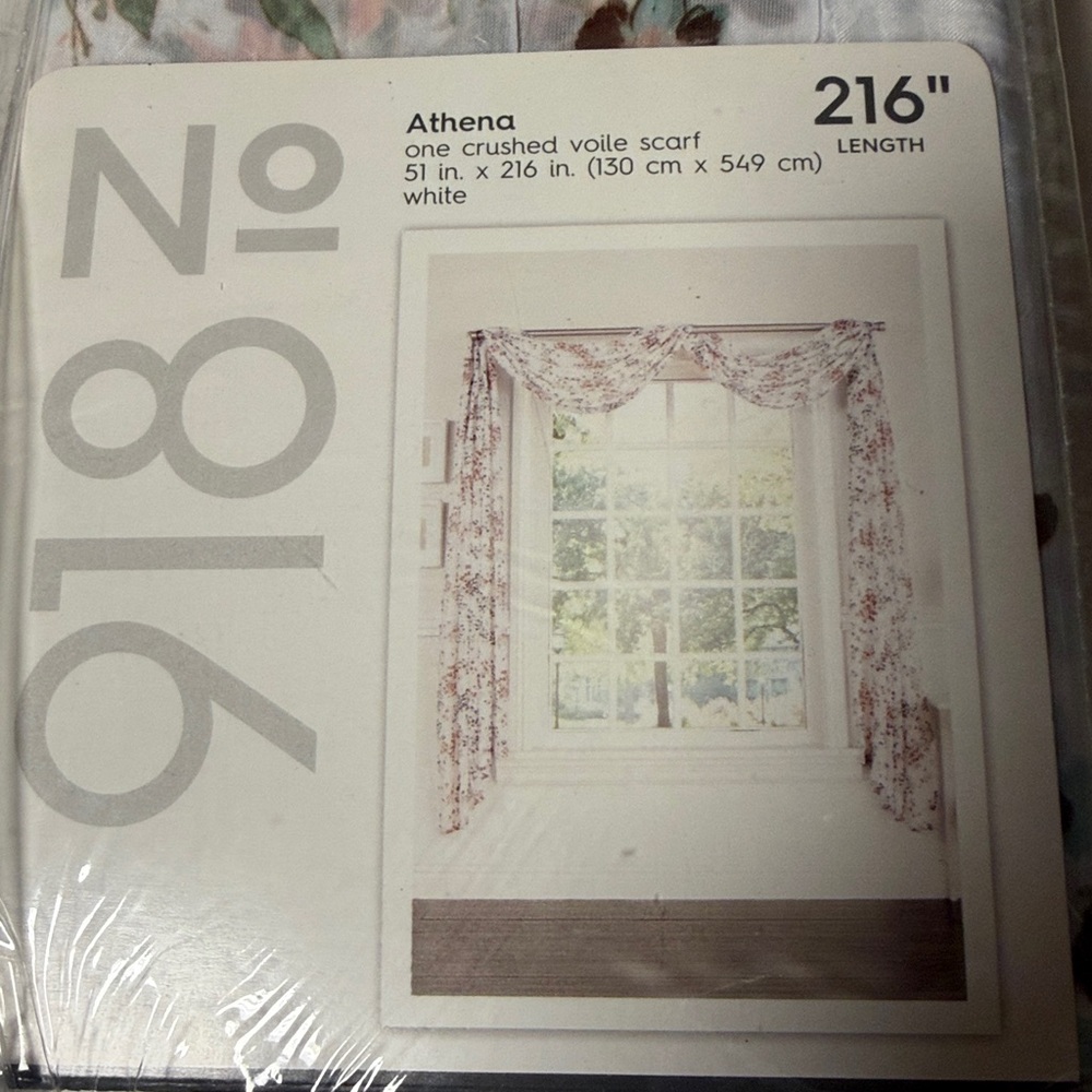 Athena White Crushed Voile Scarf No 918 Curtain 216” Length NEW - Picture 2 of 6